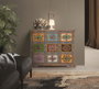 GINER Y COLOMER Commode en bois de manguier multicolore avec 9 tiroirs